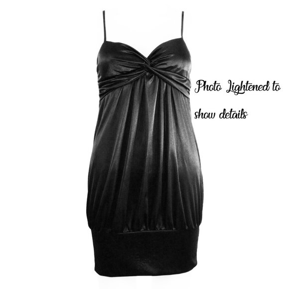 Shiny Black Mini Dress - Tank Top Size S (New) - Picture 2 of 4